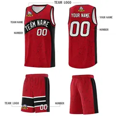Red Black Dot Graffiti Irregular Pattern Basketball Jersey 5