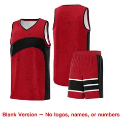 Red Black Dot Graffiti Irregular Pattern Basketball Jersey 7