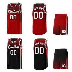 Red Black Dot Pattern Side Gradient Reversible Basketball Jersey Kits 2