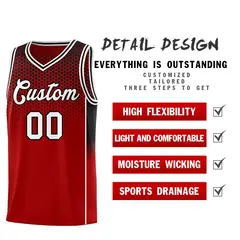 Red Black Dot Pattern Side Gradient Reversible Basketball Jersey Kits 3