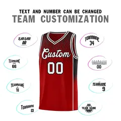 Red Black Dot Pattern Side Gradient Reversible Basketball Jersey Kits 4