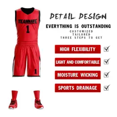 Red Black Double Side Sportswear Basketball Jersey 2