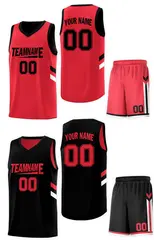 Red Black Double Side Sportswear Basketball Jersey 3