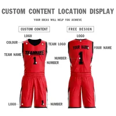 Red Black Double Side Sportswear Basketball Jersey 4