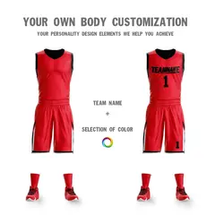 Red Black Double Side Sportswear Basketball Jersey 5