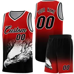 Red Black Eagle Graffiti Pattern Basketball Jersey