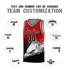 Red Black Eagle Graffiti Pattern Basketball Jersey 2
