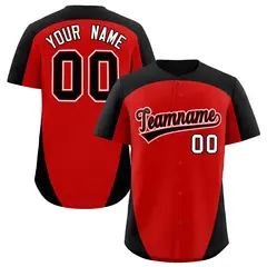 Red Black Edge Color Block Authentic Baseball Jersey