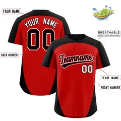 Red Black Edge Color Block Authentic Baseball Jersey 2