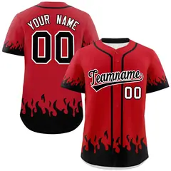 Red Black Flame Graffiti Authentic Baseball Jersey