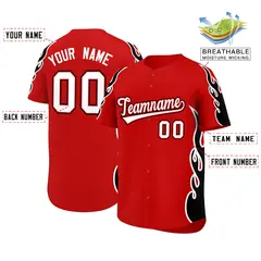 Red Black Flame Outline Side Pattern Basketball Jersey 2