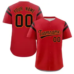 Red Black Full Button Classic Baseball Jersey