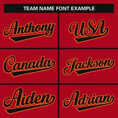 Red Black Full Button Classic Baseball Jersey 3