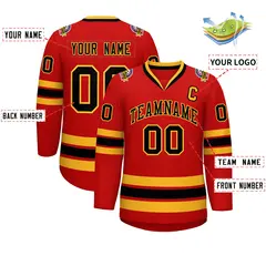 Red Black-Gold Classic Hockey Jersey 2