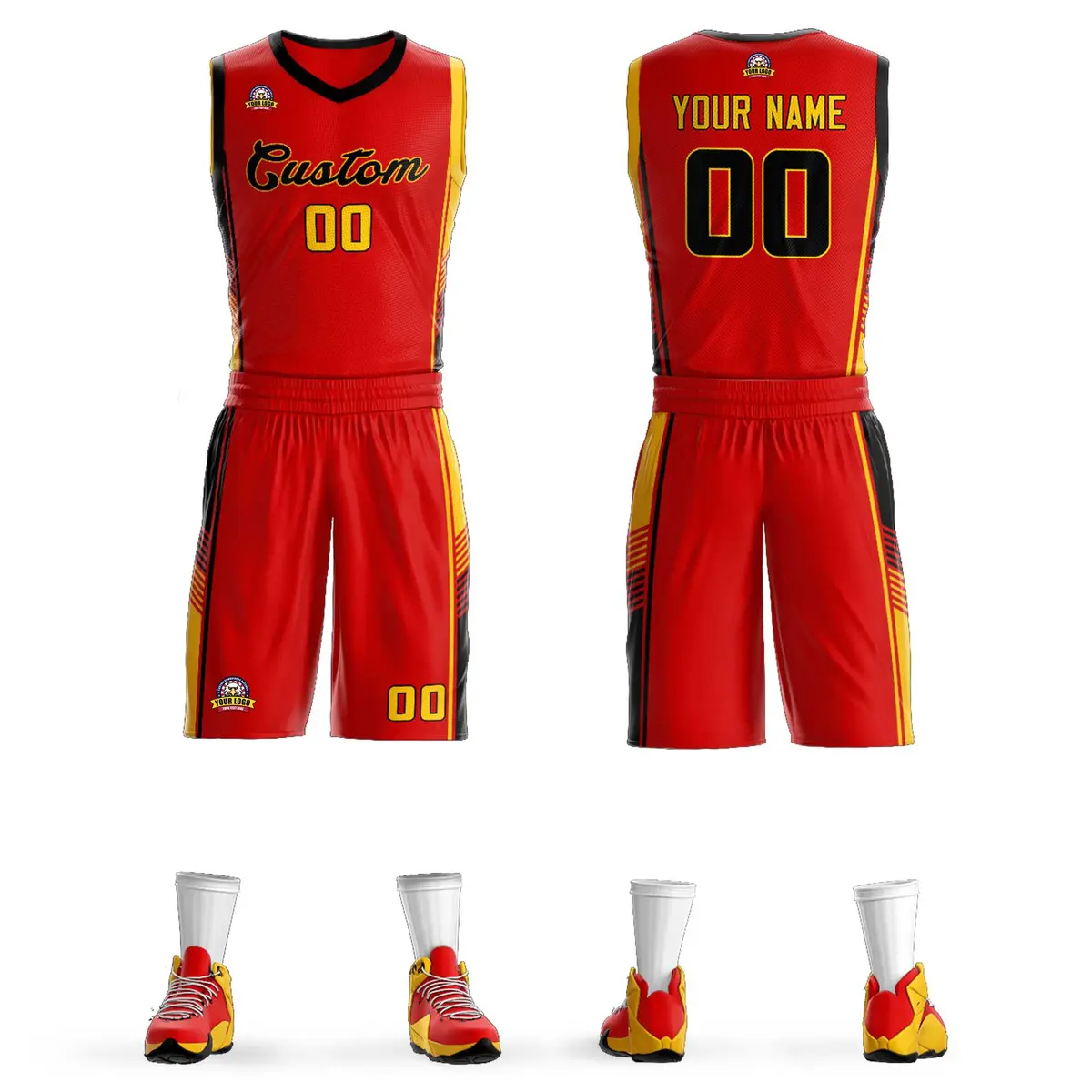 Red Black-Gold Classic Sets Basketball Jersey