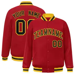 Red Black-Gold Classic Varsity Full-Snap Letterman Jacket 1