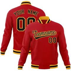 Red Black-Gold Classic Varsity Full-Snap Letterman Jacket 1