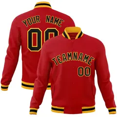 Red Black-Gold Classic Varsity Full-Snap Letterman Jacket 1