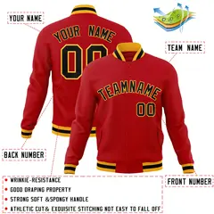 Red Black-Gold Classic Varsity Full-Snap Letterman Jacket 4