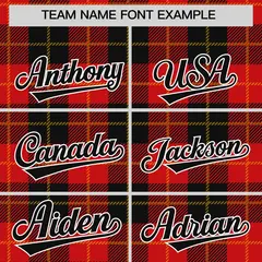 Red Black-Gold Plaid Varsity Letterman Baseball Jacket 3