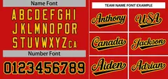 Red Black-Gold Stripe Raglan Baseball Jersey 3