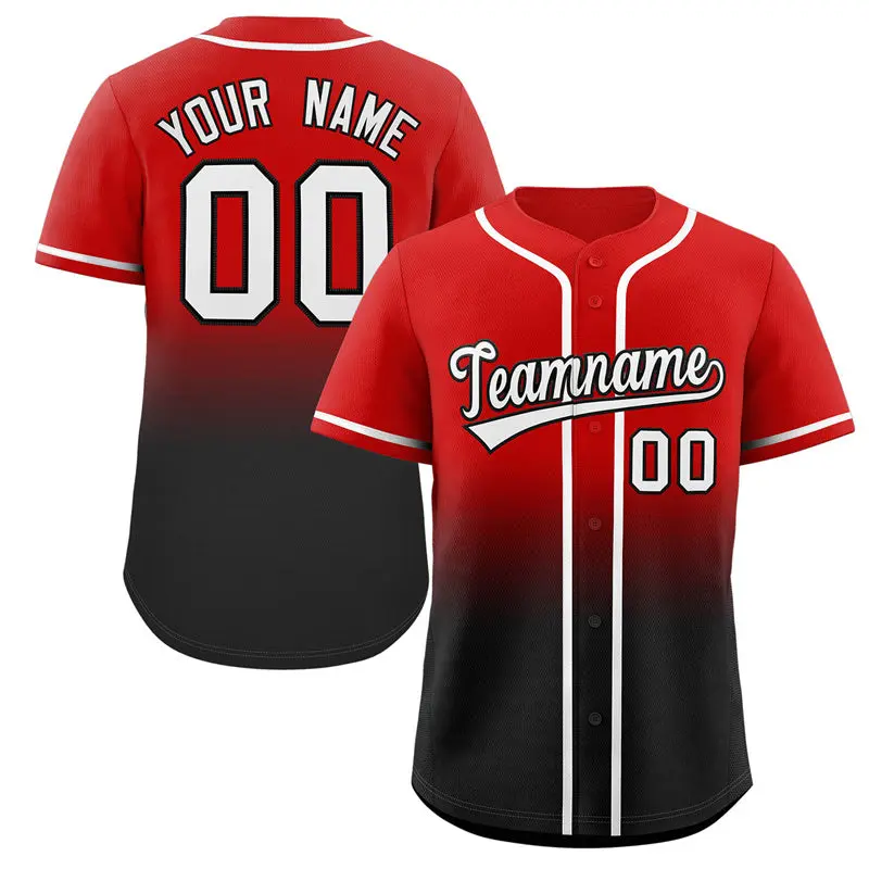 Red Black Gradient Fashion Baseball Jersey