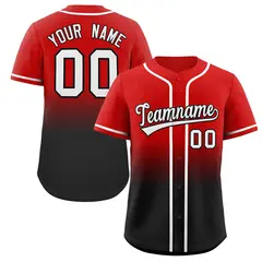Red Black Gradient Fashion Baseball Jersey
