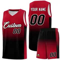 Red Black Gradient Fashion Sets Sports Basketball Jersey