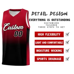 Red Black Gradient Fashion Sets Sports Basketball Jersey 2