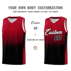 Red Black Gradient Fashion Sets Sports Basketball Jersey 3