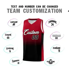 Red Black Gradient Fashion Sets Sports Basketball Jersey 4