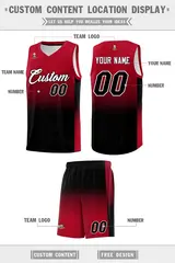 Red Black Gradient Fashion Sets Sports Basketball Jersey 5