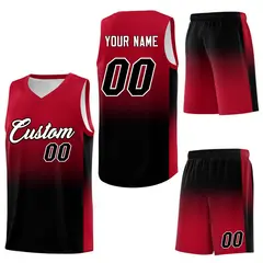 Red Black Gradient Fashion Sets Sports Basketball Jersey 7