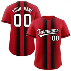 Red Black Gradient Lapel Fashion Baseball Jersey 1