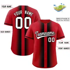 Red Black Gradient Lapel Fashion Baseball Jersey 2