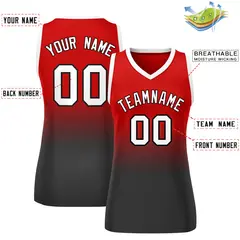 Red Black Gradient Mesh Basketball Jersey For Women 2