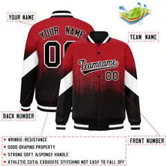 Red Black Gradient Polka Dot Varsity Letterman Jacket 2