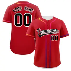 Red Black Gradient Ribbed Authentic Baseball Jersey 1