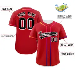 Red Black Gradient Ribbed Authentic Baseball Jersey 2
