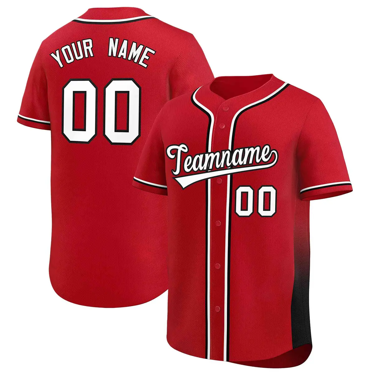 Red Black Gradient Side Authentic Baseball Jersey