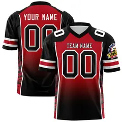 Red Black Gradient Side Pattern Authentic Football Jersey 1