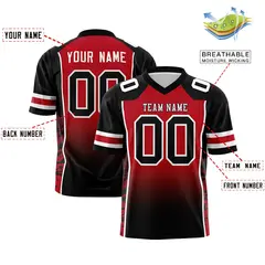 Red Black Gradient Side Pattern Authentic Football Jersey 2