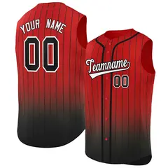 Red Black Gradient Stripe Sleeveless Baseball Jersey