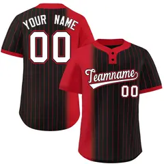 Red Black Gradient Stripe Two-Button Softball Jersey
