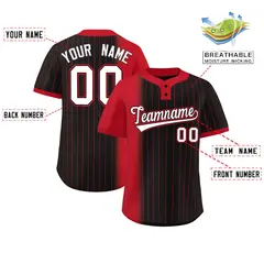 Red Black Gradient Stripe Two-Button Softball Jersey 2