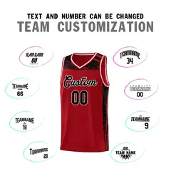 Red Black Graffiti Pattern Basketball Jersey Sports Uniform 3