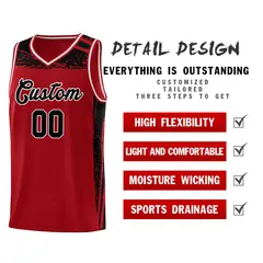 Red Black Graffiti Pattern Basketball Jersey Sports Uniform 4