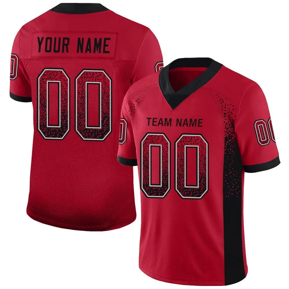 Red Black-Gray Drift Fashion Mesh Authentic Football Jersey