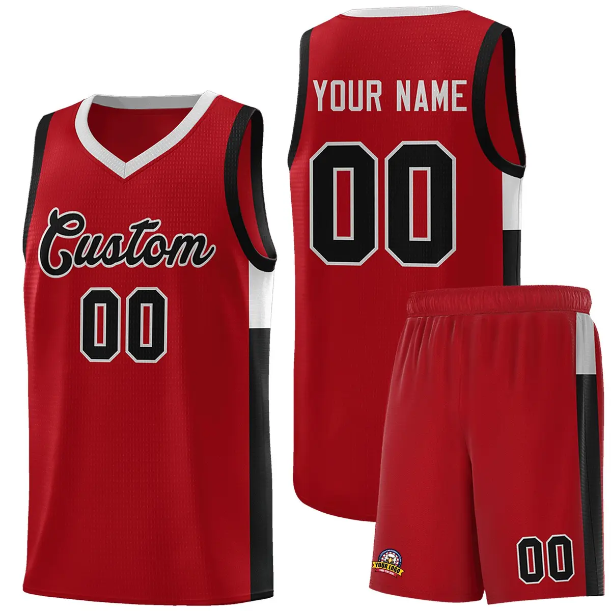 Red Black-Gray Side Two-Tone Classic Basketball Jersey