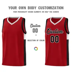 Red Black-Gray Side Two-Tone Classic Basketball Jersey 3